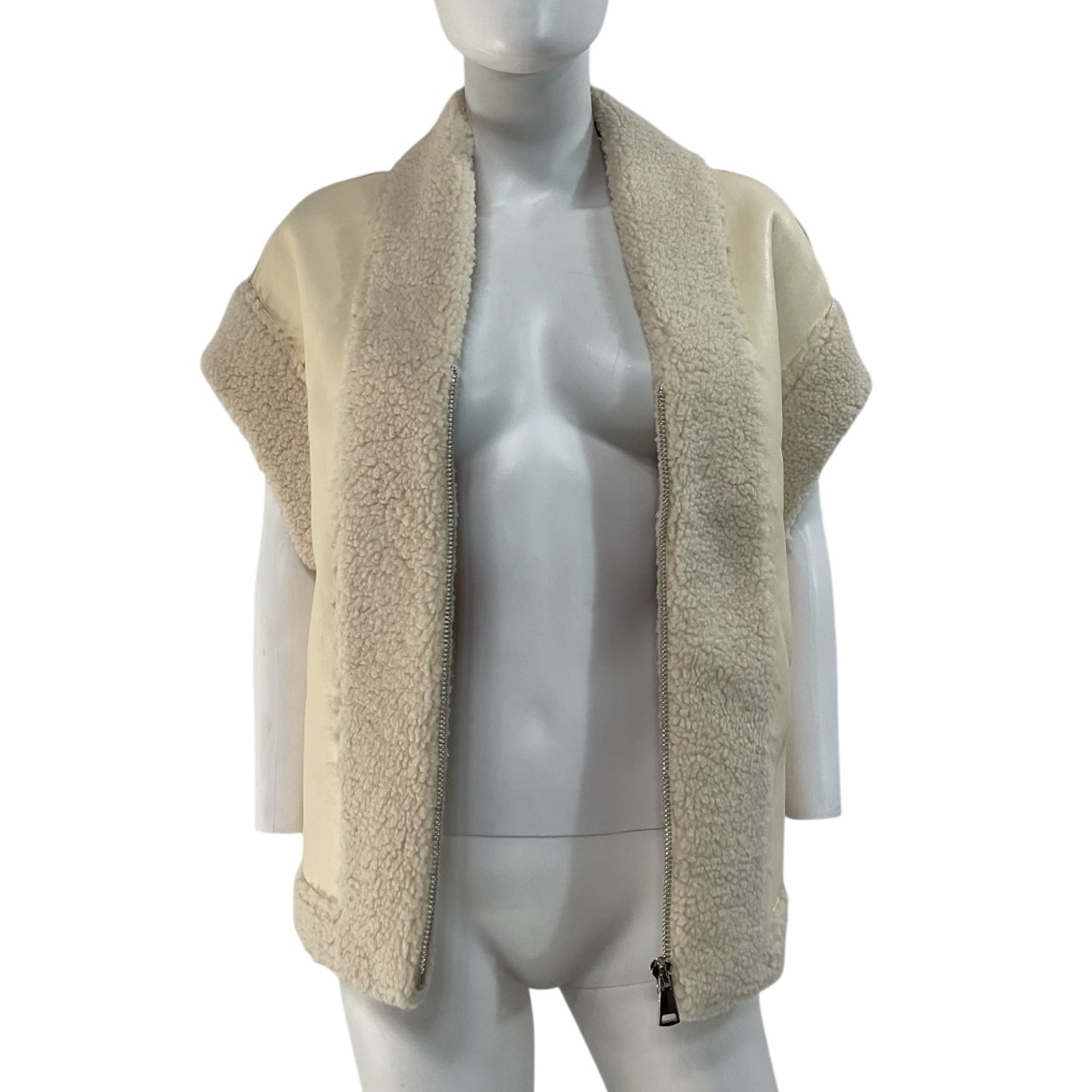 Bubish Faux Leather Ivory Poppy Vest Size S — image 2 of 5